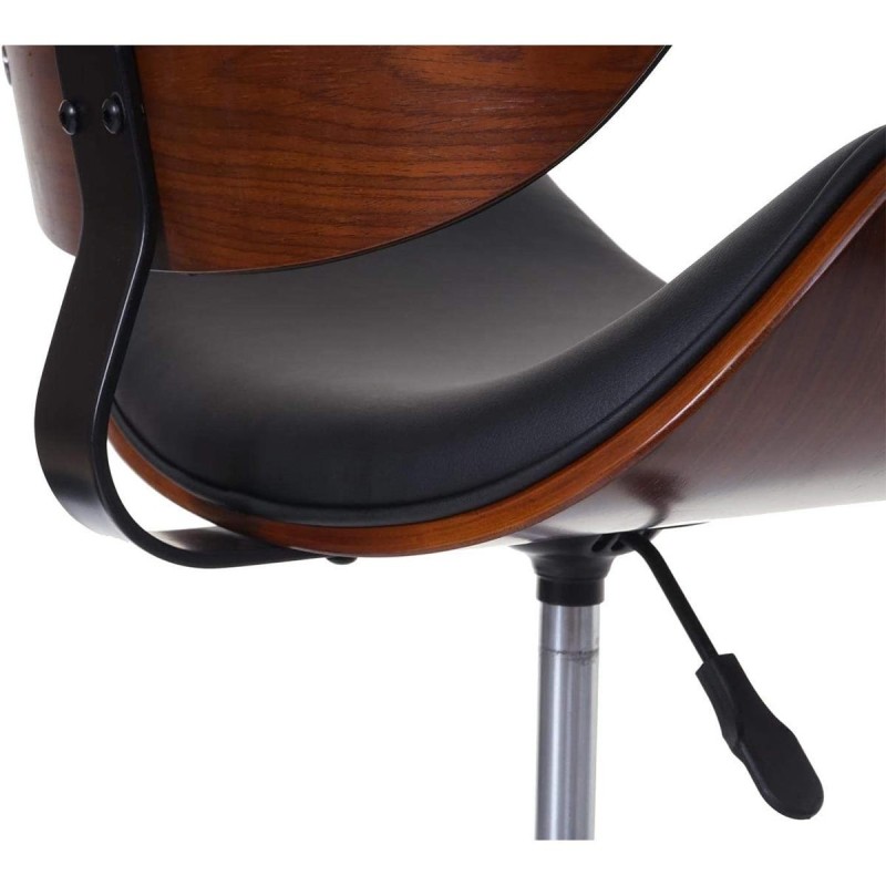 Silla de Oficina MILLER en Madera Nogal y Piel color Negro