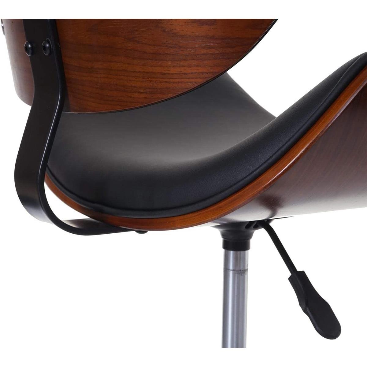 Silla de Oficina MILLER, Diseño Elegante, en Madera Nogal y Piel color Negro
