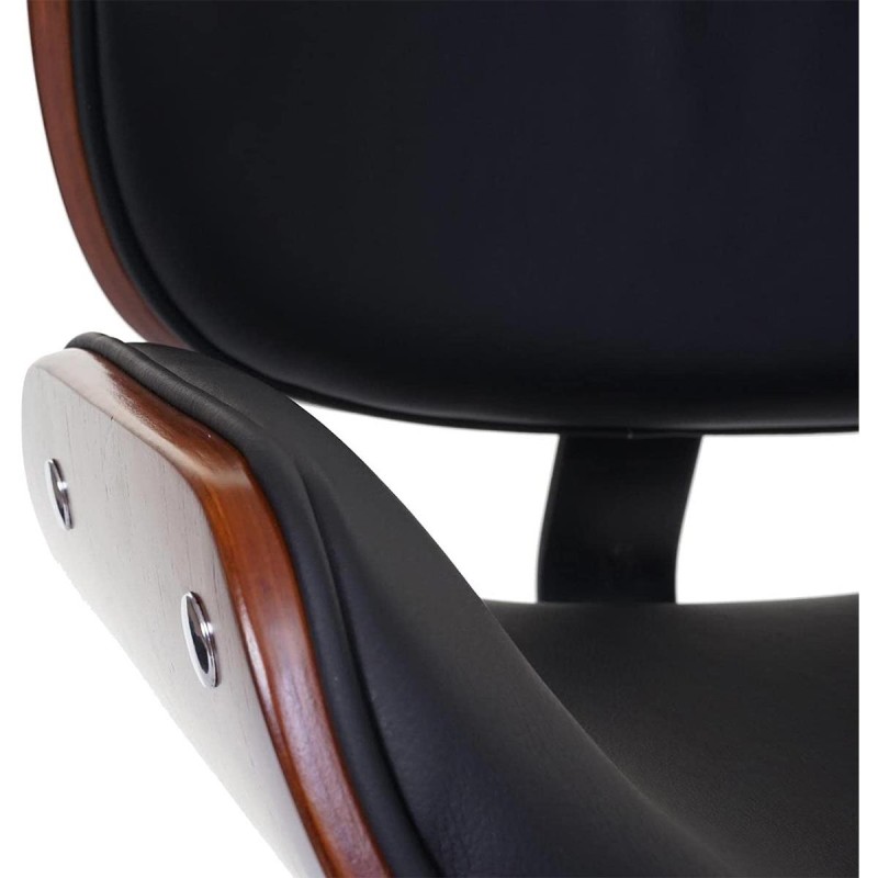 Silla de Oficina MILLER en Madera Nogal y Piel color Negro