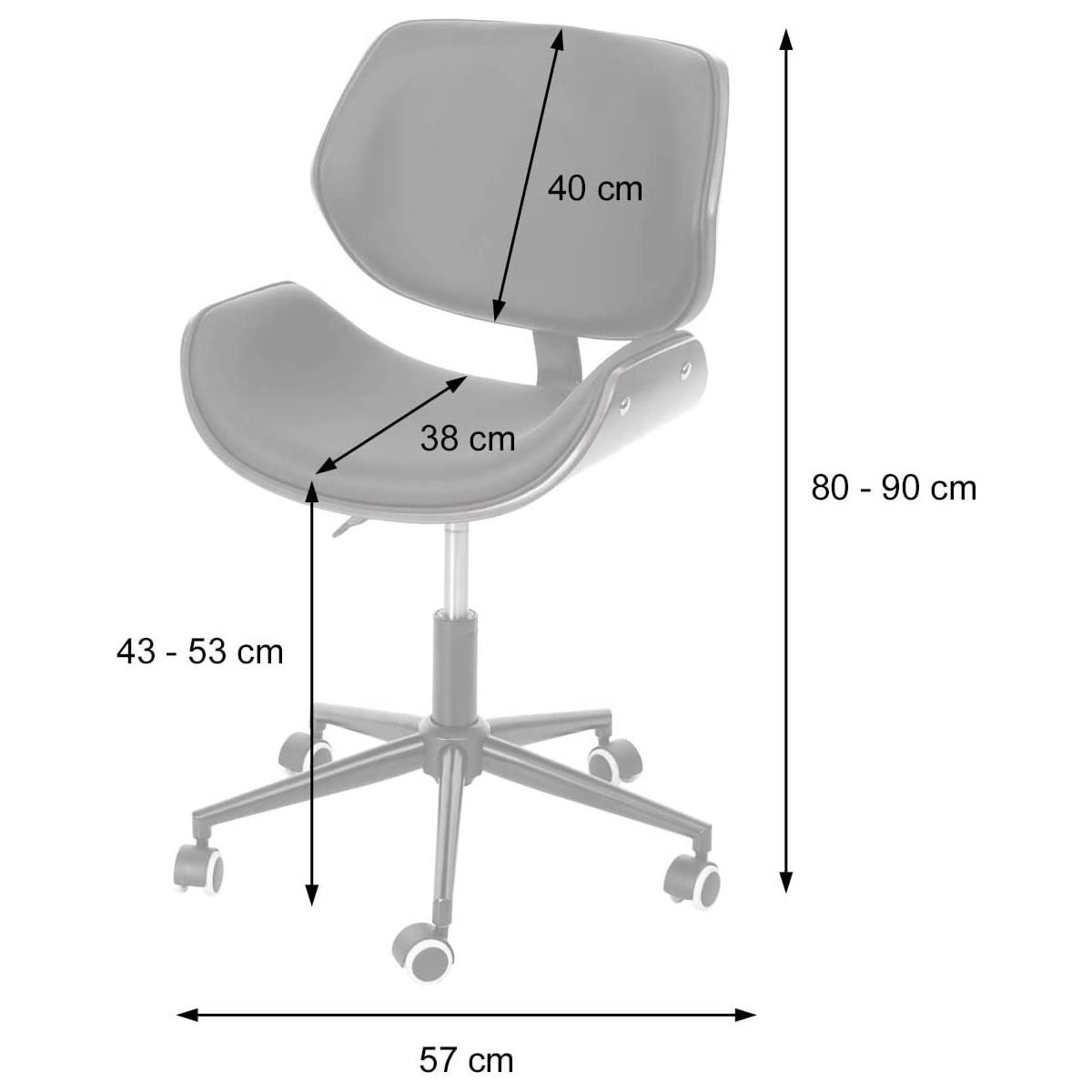 Silla de Oficina MILLER, Diseño Elegante, en Madera Nogal y Piel color Negro