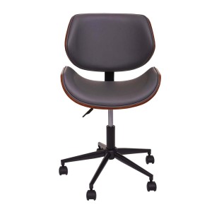 Silla de Oficina MILLER en Madera Nogal y Piel color Negro