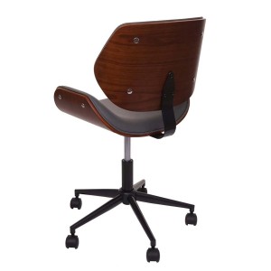 Silla de Oficina MILLER en Madera Nogal y Piel color Negro