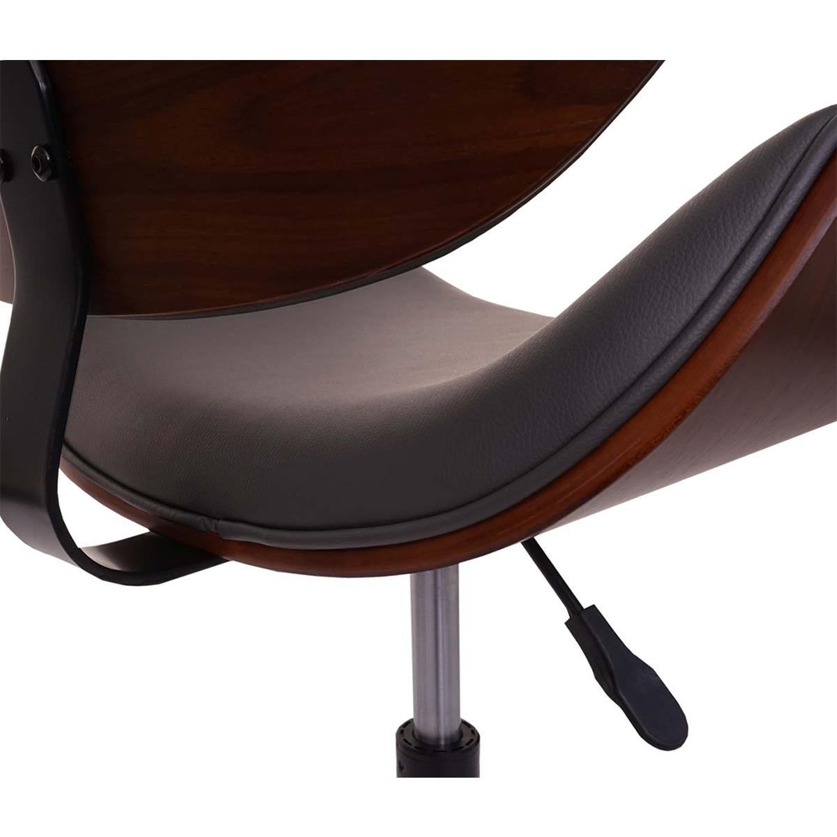 Silla de Oficina MILLER, Diseño Elegante, en Madera Nogal y Piel color Negro