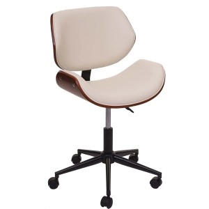Silla de Oficina MILLER en Madera Nogal y Piel color Negro