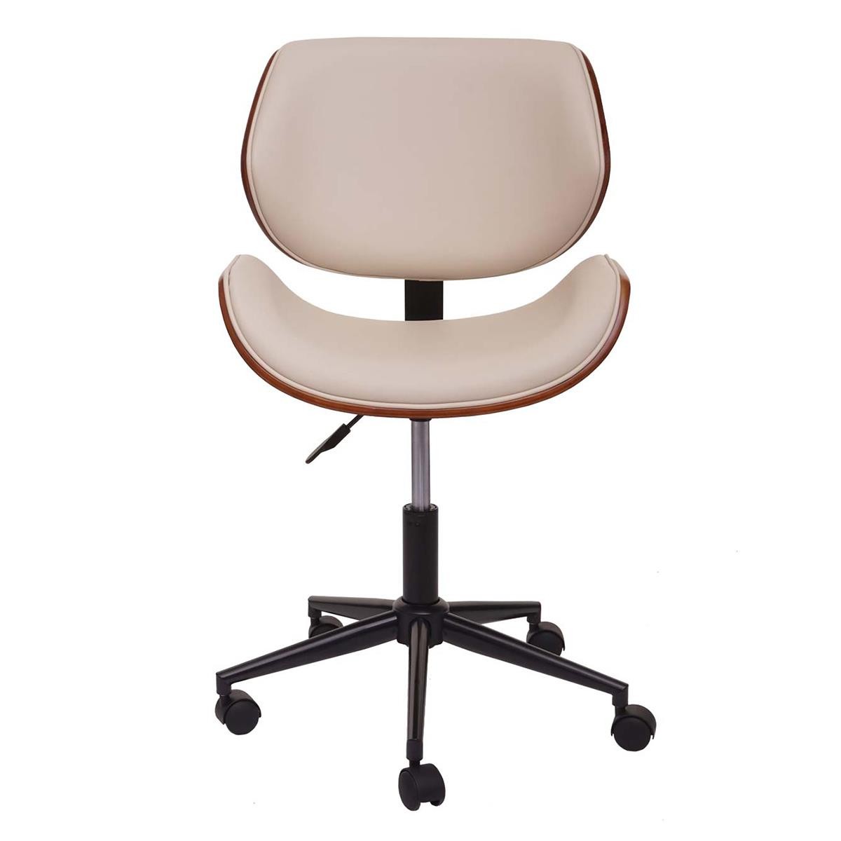 Silla de Oficina MILLER, Diseño Elegante, en Madera Nogal y Piel color Negro