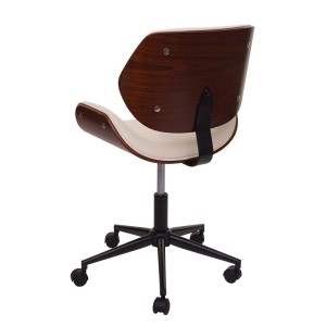 Silla de Oficina MILLER en Madera Nogal y Piel color Negro