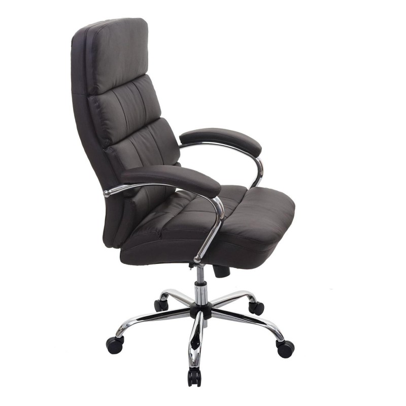 Sillón de oficina JUSTIN, máxima resistencia hasta 220 kg, en piel negro