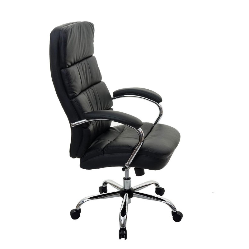 Sillón de oficina JUSTIN, máxima resistencia hasta 220 kg, en piel negro