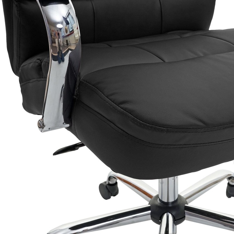 Sillón de oficina JUSTIN, máxima resistencia hasta 220 kg, en piel negro