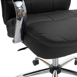 Sillón de oficina JUSTIN, máxima resistencia hasta 220 kg, en piel negro