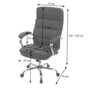 Sillón de oficina JUSTIN, máxima resistencia hasta 220 kg, en piel negro