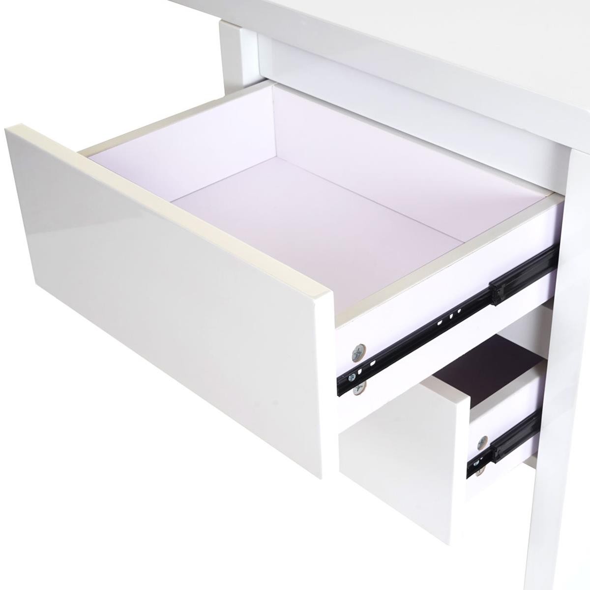 Mesa para Ordenador NELSY, Dimensiones 120x50x75 cm, con Cajones, en Madera color Blanco