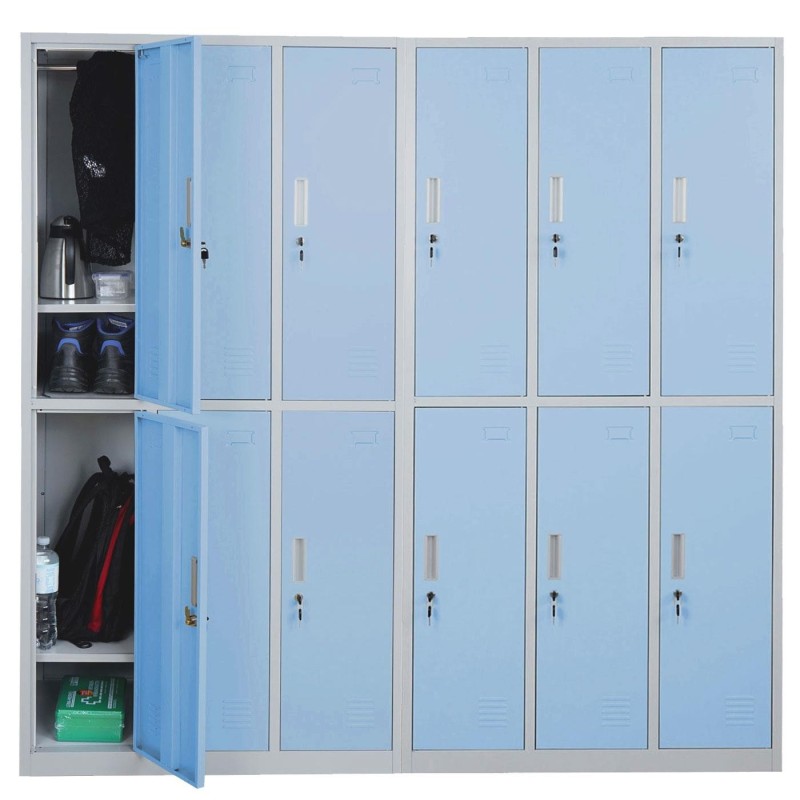Taquilla Metálica COOPER, 12 Puertas con Cerradura, Color Gris