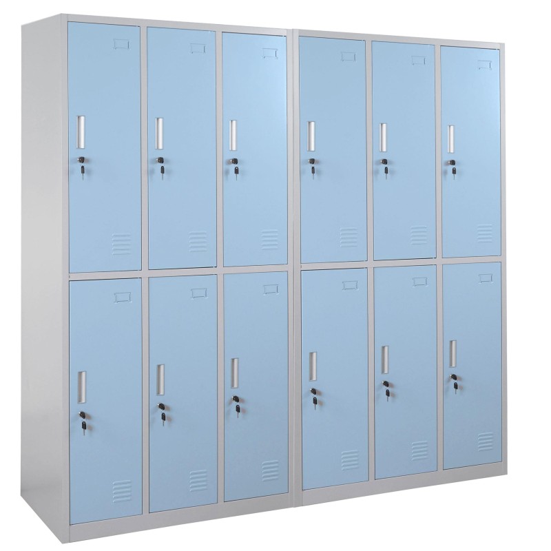 Taquilla Metálica COOPER, 12 Puertas con Cerradura, Color Gris