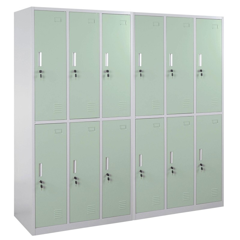 Taquilla Metálica COOPER, 12 Puertas con Cerradura, Color Gris