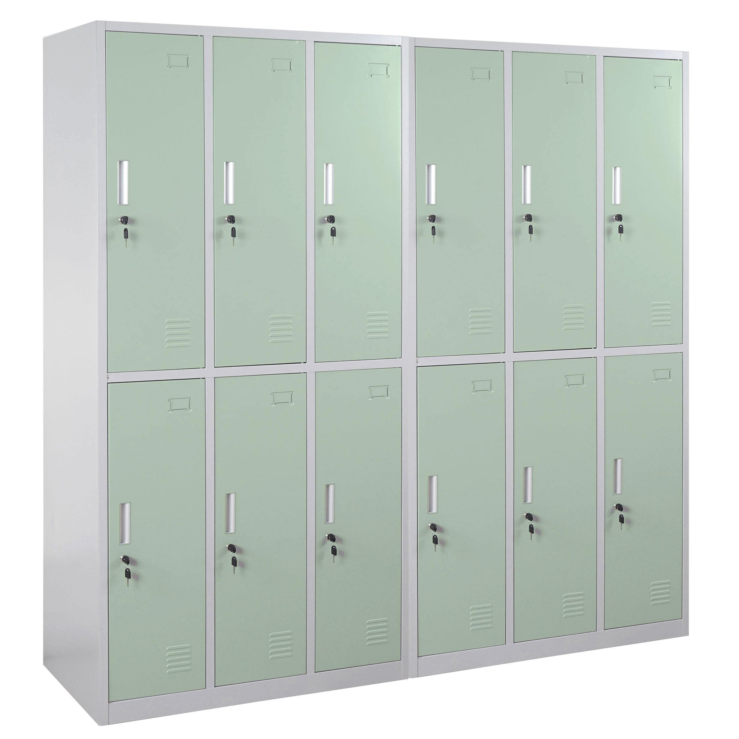Taquilla Metálica COOPER, 180x50x180 cm, 12 Puertas con Cerradura, Color Gris