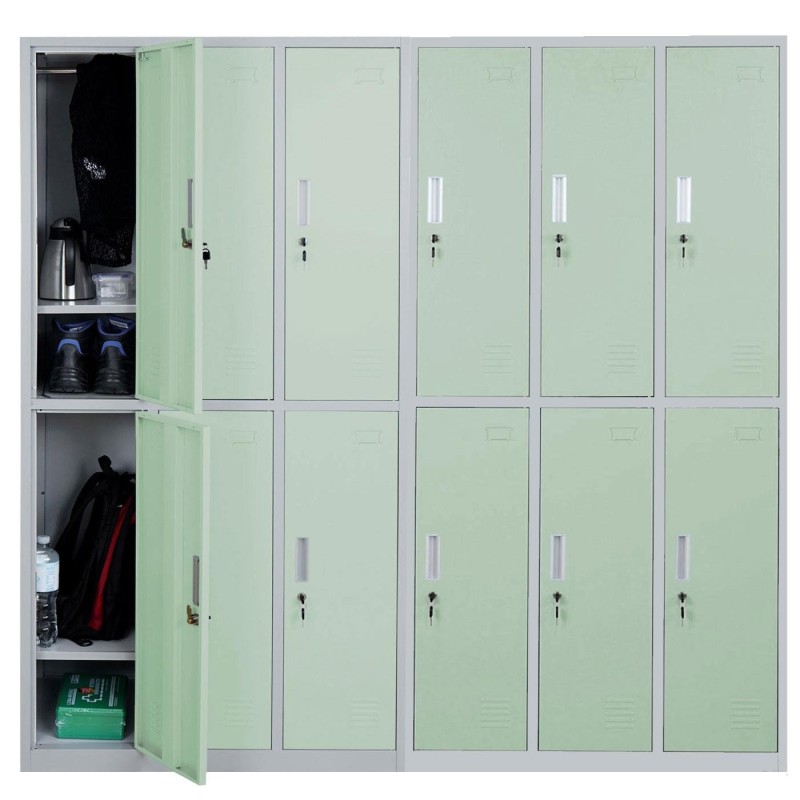 Taquilla Metálica COOPER, 12 Puertas con Cerradura, Color Gris