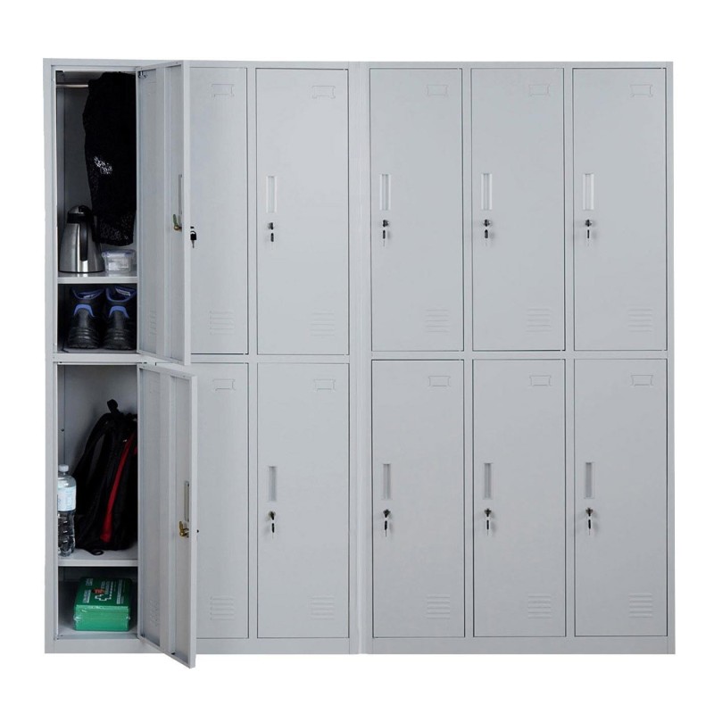 Taquilla Metálica COOPER, 12 Puertas con Cerradura, Color Gris
