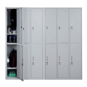 Taquilla Metálica COOPER, 12 Puertas con Cerradura, Color Gris