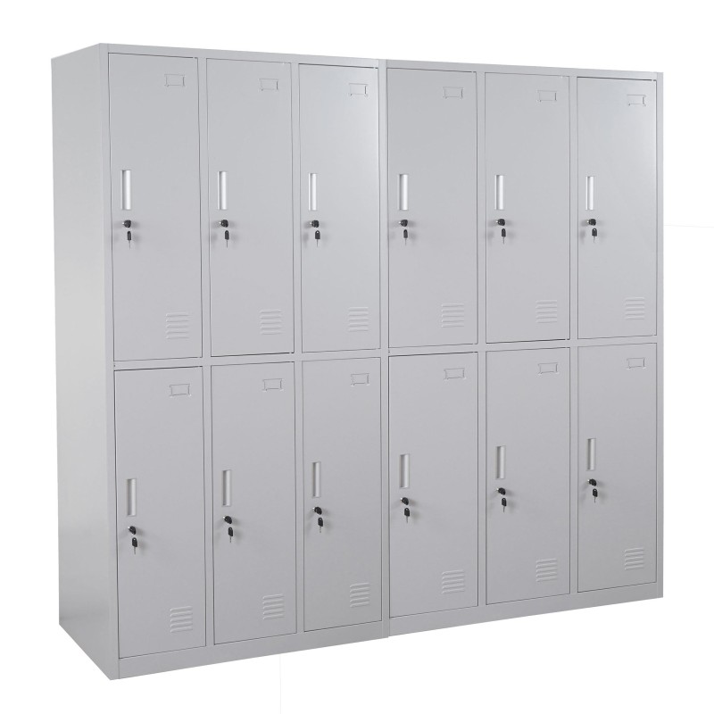 Taquilla Metálica COOPER, 12 Puertas con Cerradura, Color Gris