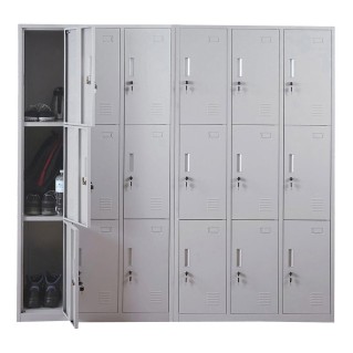 Taquilla Metálica COOPER, 18 Puertas con Cerradura, Color Gris 2