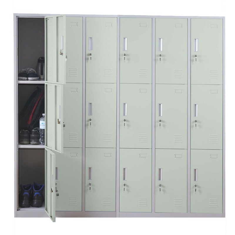 Taquilla Metálica COOPER, 18 Puertas con Cerradura, Color Gris