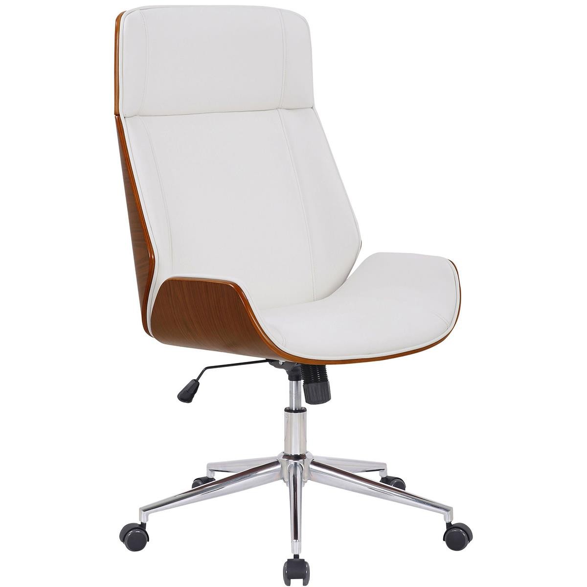 Silla de Oficina VAREN, Diseño Moderno y Elegante, en Madera Nogal y Piel color Negro