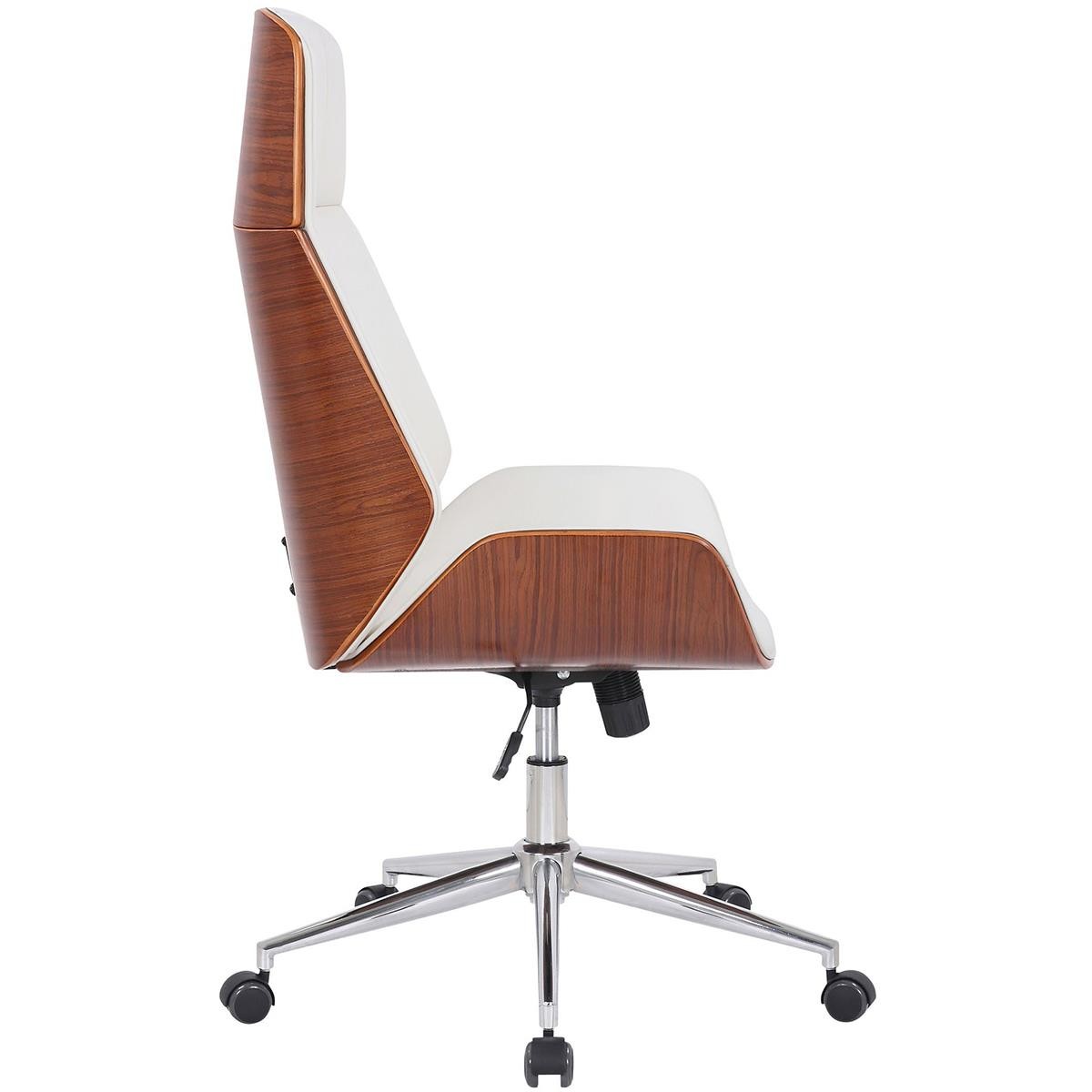 Silla de Oficina VAREN, Diseño Moderno y Elegante, en Madera Nogal y Piel color Negro