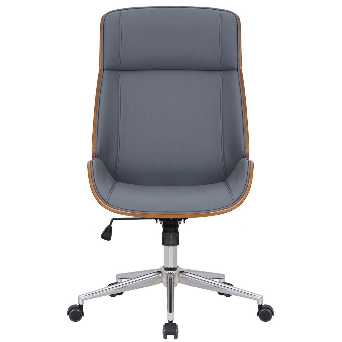 Silla de Oficina VAREN, Diseño Moderno y Elegante, en Madera Nogal y Piel color Negro