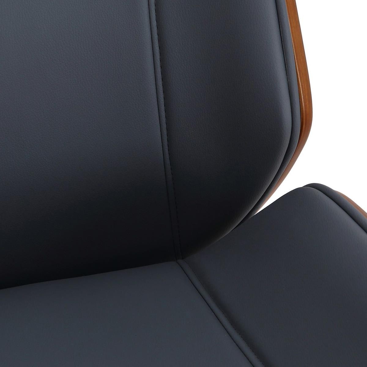 Silla de Oficina VAREN, Diseño Moderno y Elegante, en Madera Nogal y Piel color Negro