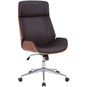 Silla de Oficina VAREN en Madera Nogal y Piel color Negro