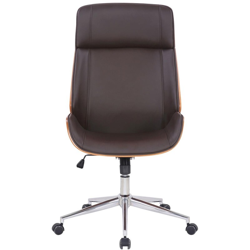 Silla de Oficina VAREN en Madera Nogal y Piel color Negro