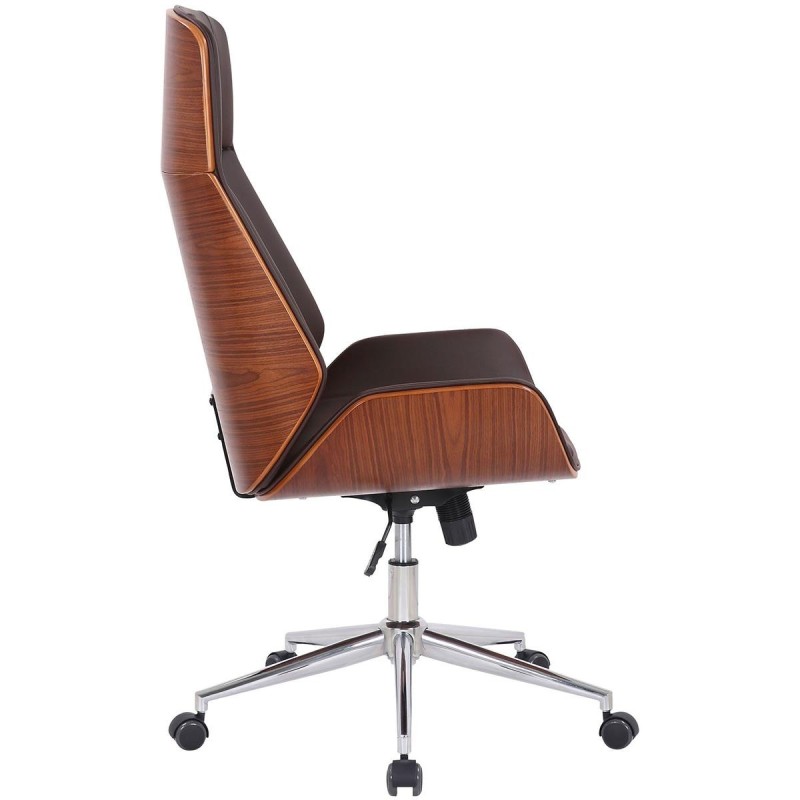Silla de Oficina VAREN en Madera Nogal y Piel color Negro