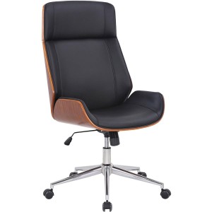 Silla de Oficina VAREN en Madera Nogal y Piel color Negro