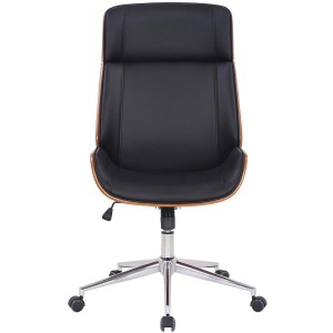 Silla de Oficina VAREN en Madera Nogal y Piel color Negro