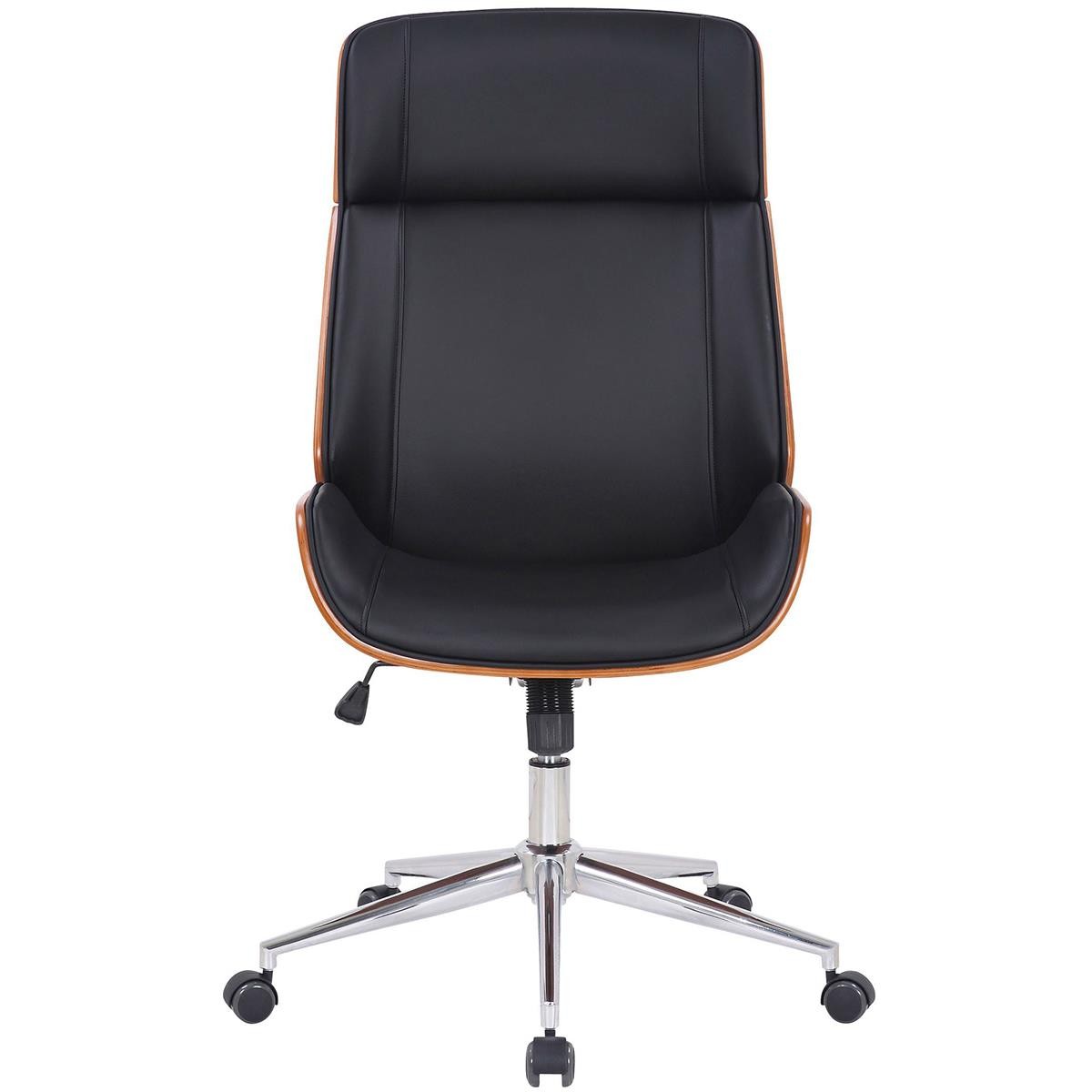 Silla de Oficina VAREN, Diseño Moderno y Elegante, en Madera Nogal y Piel color Negro
