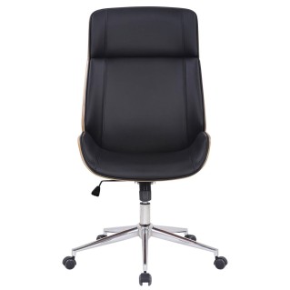Silla de Oficina VAREN en Madera Natural y Piel color Negro 2