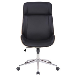 Silla de Oficina VAREN en Madera Natural y Piel color Negro
