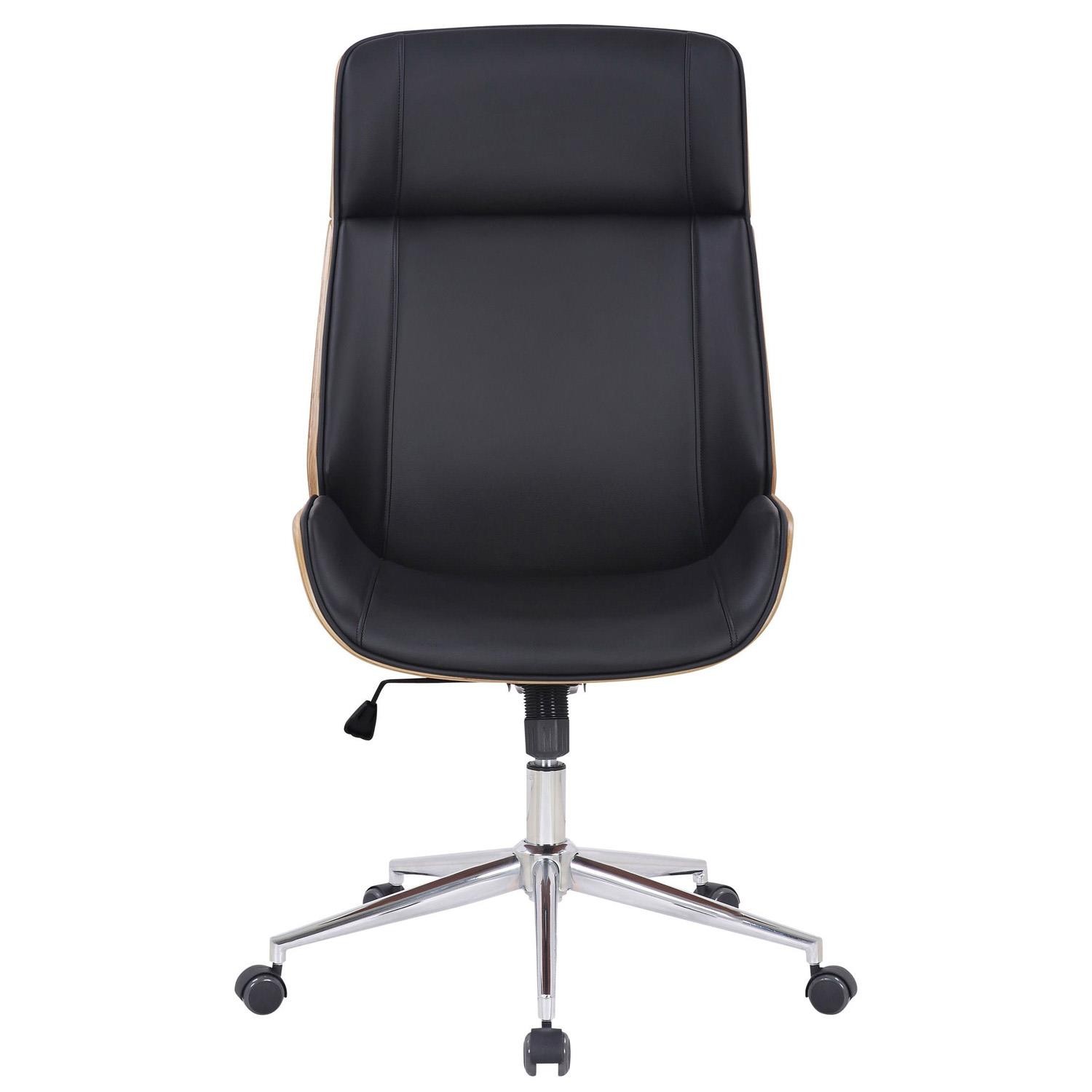 Silla de Oficina VAREN, Diseño Moderno y Elegante, en Madera Natural y Piel color Negro