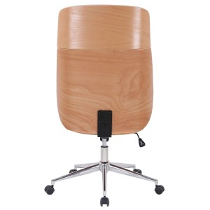 Silla de Oficina VAREN en Madera Natural y Piel color Negro
