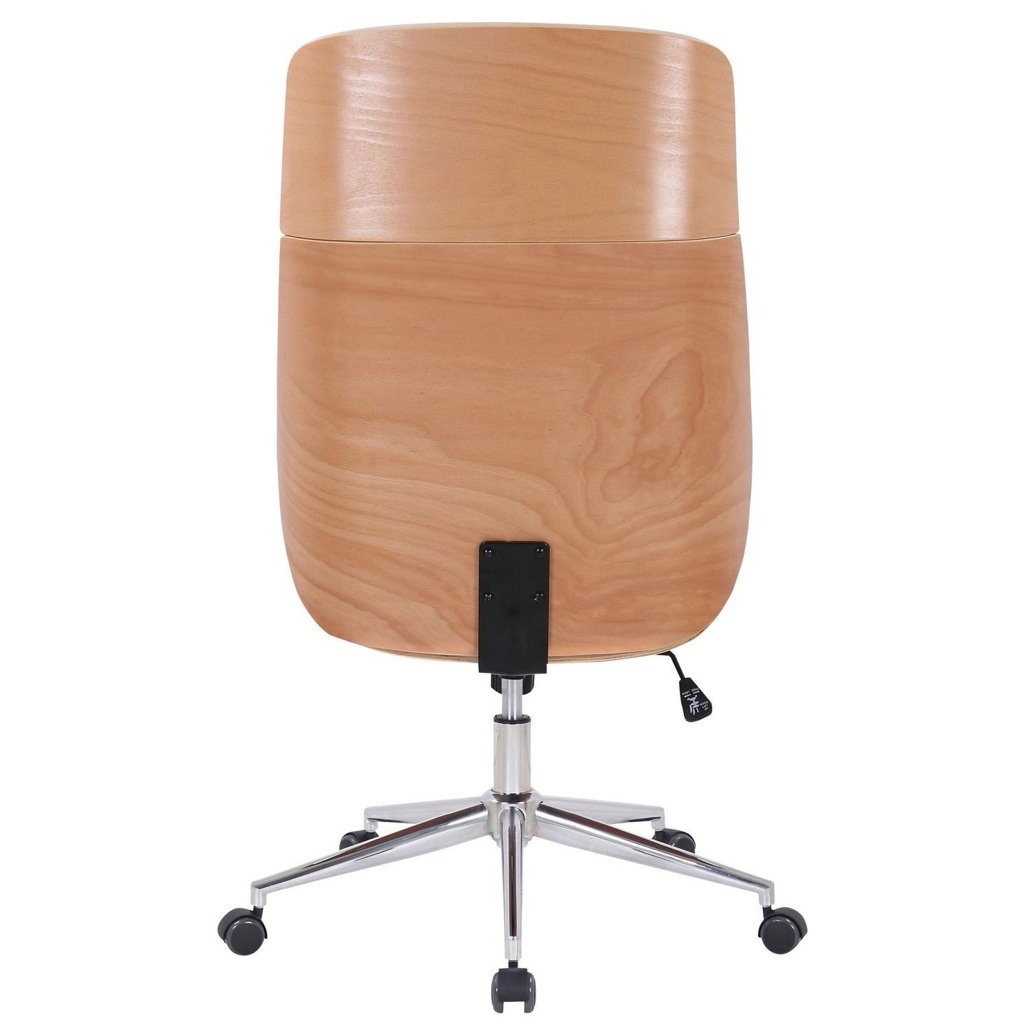 Silla de Oficina VAREN, Diseño Moderno y Elegante, en Madera Natural y Piel color Negro