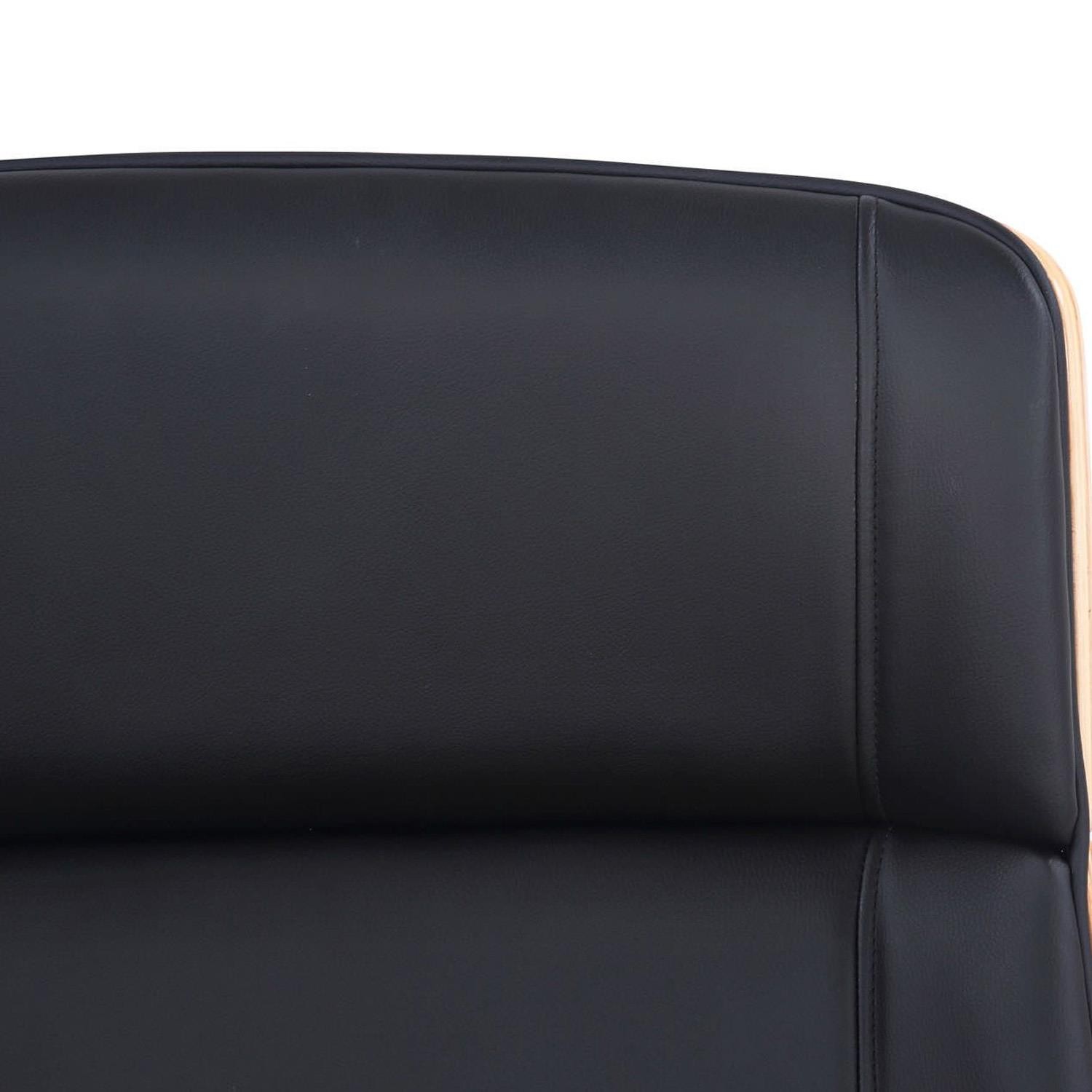 Silla de Oficina VAREN, Diseño Moderno y Elegante, en Madera Natural y Piel color Negro