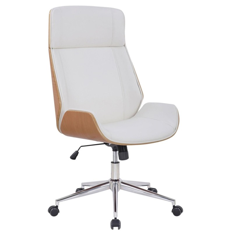 Silla de Oficina VAREN en Madera Natural y Piel color Negro