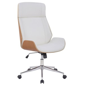 Silla de Oficina VAREN en Madera Natural y Piel color Negro