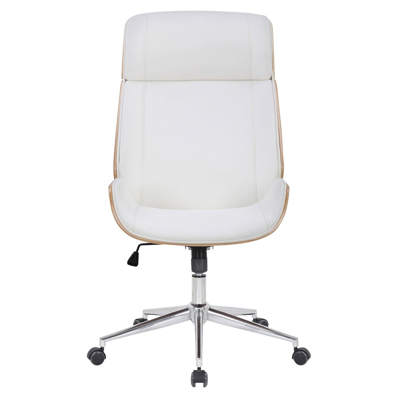 Silla de Oficina VAREN, Diseño Moderno y Elegante, en Madera Natural y Piel color Negro