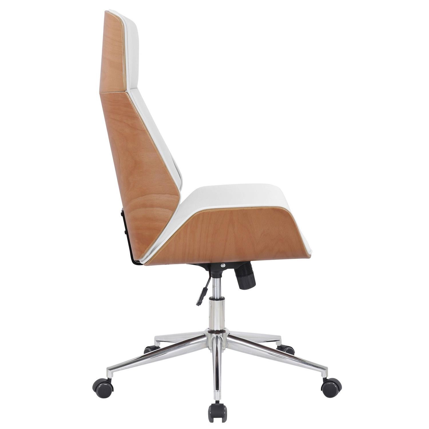 Silla de Oficina VAREN, Diseño Moderno y Elegante, en Madera Natural y Piel color Negro