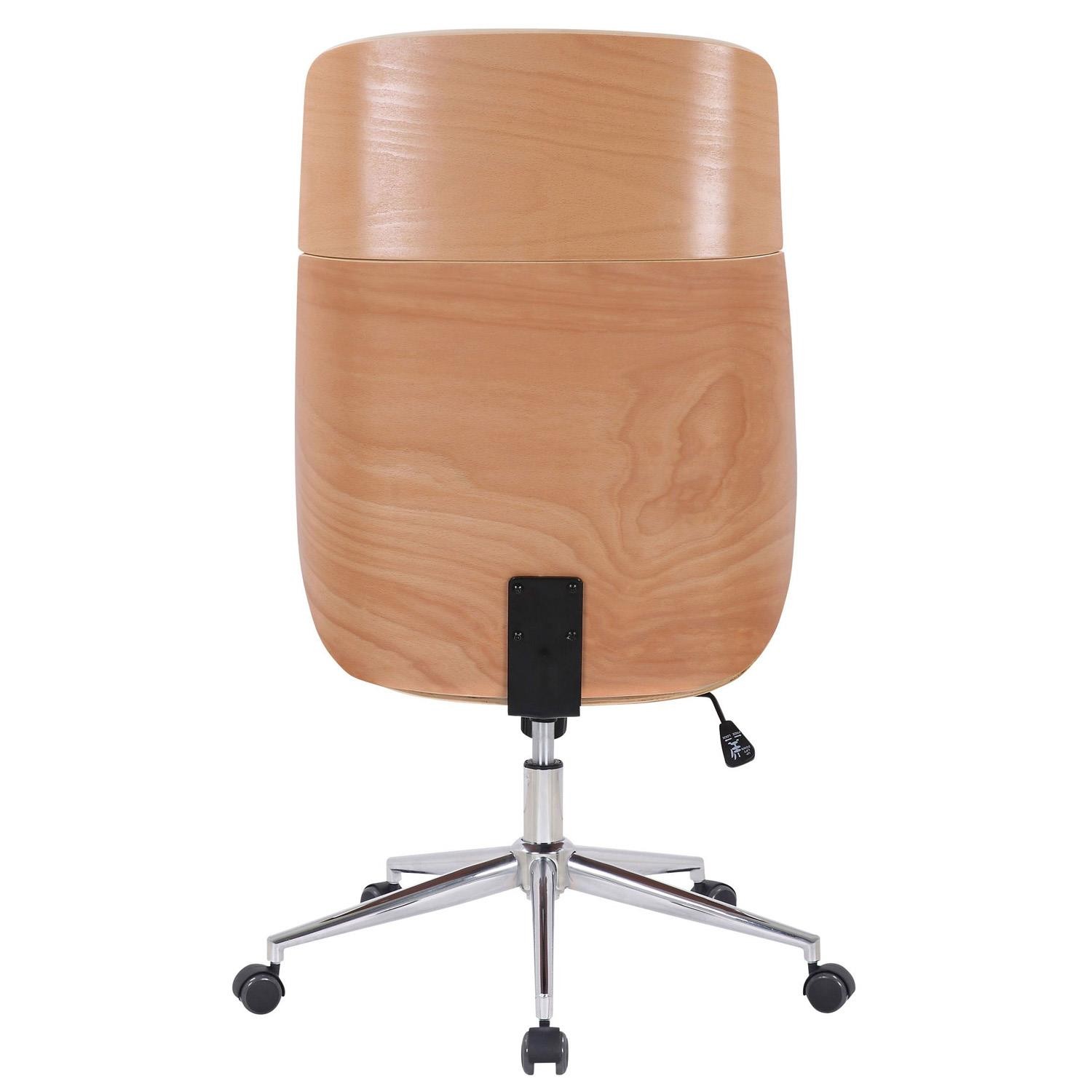 Silla de Oficina VAREN, Diseño Moderno y Elegante, en Madera Natural y Piel color Negro
