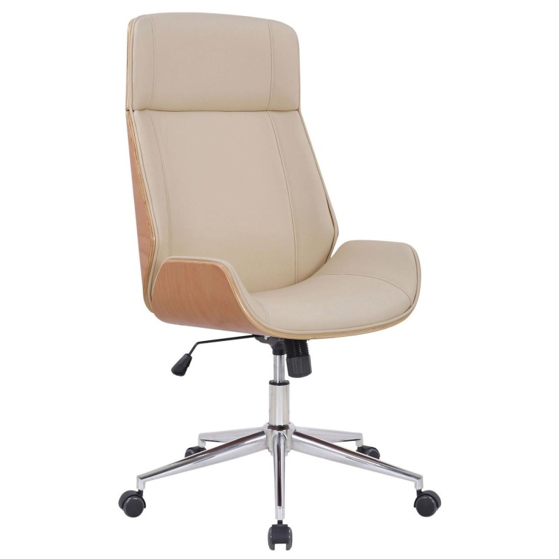 Silla de Oficina VAREN en Madera Natural y Piel color Negro