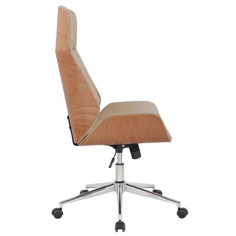 Silla de Oficina VAREN en Madera Natural y Piel color Negro