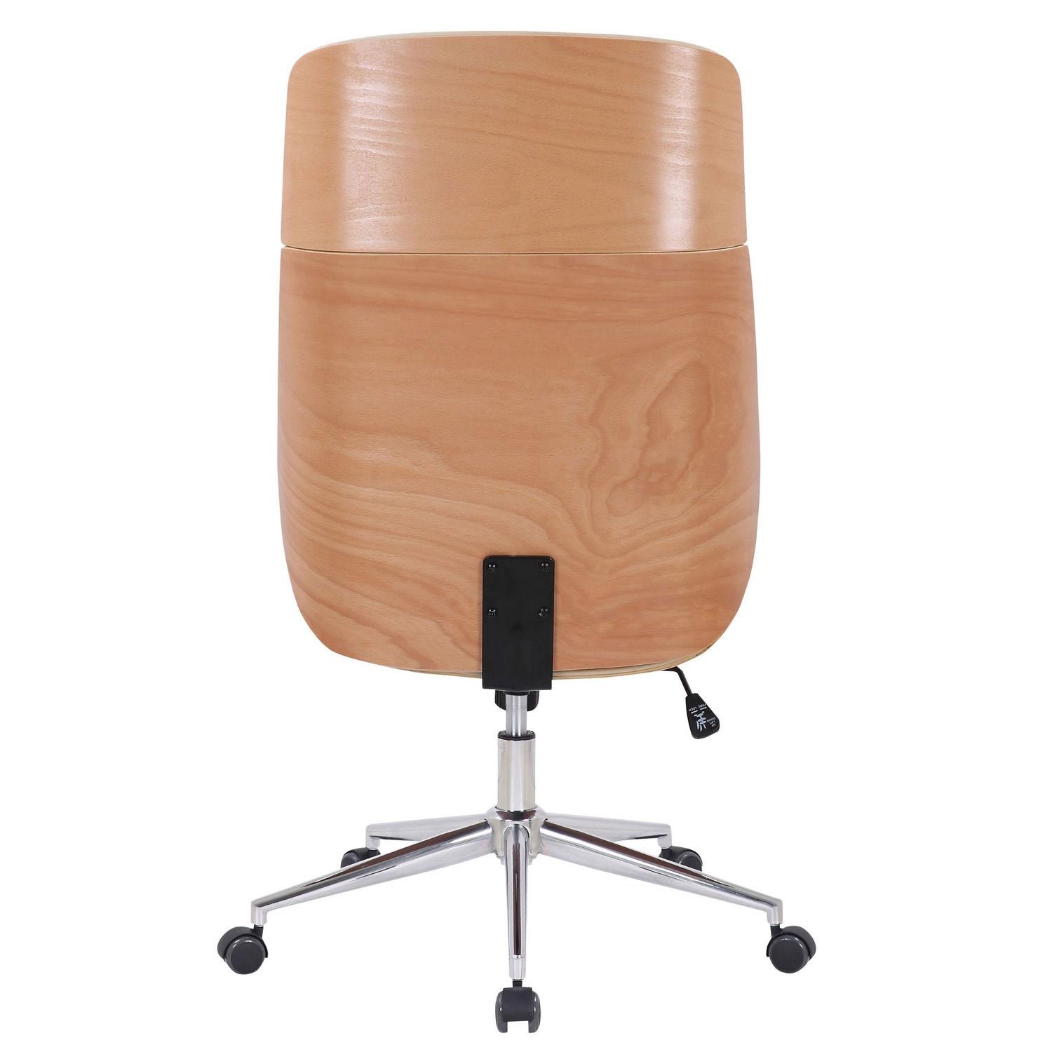 Silla de Oficina VAREN, Diseño Moderno y Elegante, en Madera Natural y Piel color Negro